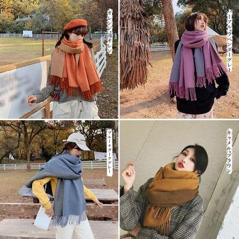 リバーシブルストール大判フリンジマフラー 送料無料 即日発送-7