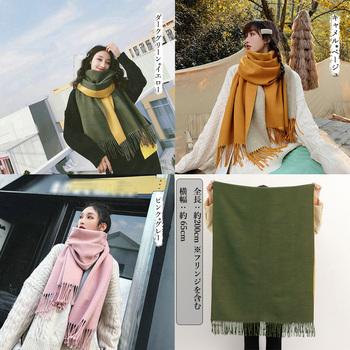 リバーシブルストール大判フリンジマフラー 送料無料 即日発送-8