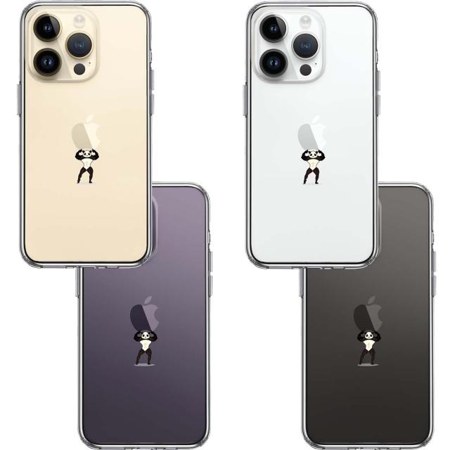 iPhone14Pro ケース クリアパンダ 重量挙げ まっちょ 感 スマホケース 側面ソフト 背面ハード ハイブリッド 送料無料-1