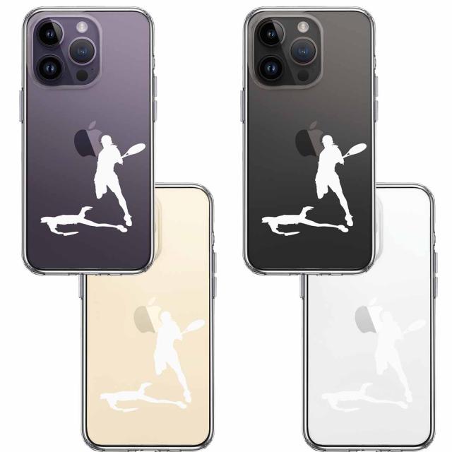 iPhone14Pro ケース クリアテニス スマッシュ ホワイト スマホケース 側面ソフト 背面ハード ハイブリッド 送料無料-1