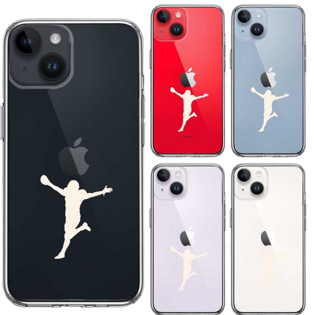 iPhone14 ケース クリア タッチダウン 歓喜 ホワイト スマホケース 側面ソフト 背面ハード ハイブリッド 送料無料-1
