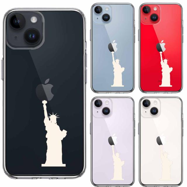 iPhone14 ケース クリア 自由の女神 ホワイト スマホケース 側面ソフト 背面ハード ハイブリッド 送料無料-1