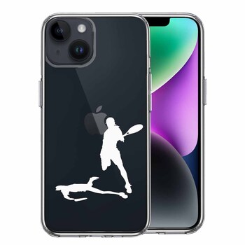 iPhone14 ケース クリア テニス スマッシュ ホワイト スマホケース 側面ソフト 背面ハード ハイブリッド 送料無料-0