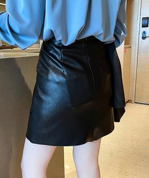 PUレザー ミニスカート美脚ハイウエスト SK18262521-6895 送料無料 即日発送-3