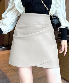 PUレザー ミニスカート美脚ハイウエスト SK18262521-6895 送料無料 即日発送-4