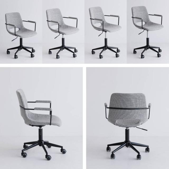 キャスター付 デスクチェア グレー アームチェア オフィス 昇降式 Office Arm Chair tihn 送料無料 即日発送-18