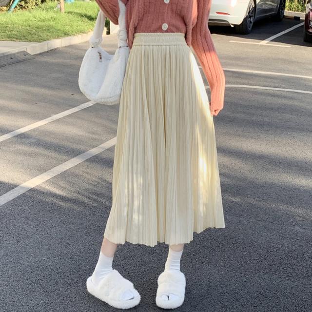 プリーツスカート ハイウエスト 着やせ SK18279923-7223 送料無料 即日発送-4