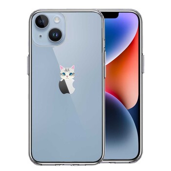 iPhone14 ケース クリア のっかり ネコ 2 スマホケース 側面ソフト 背面ハード ハイブリッド 送料無料-0