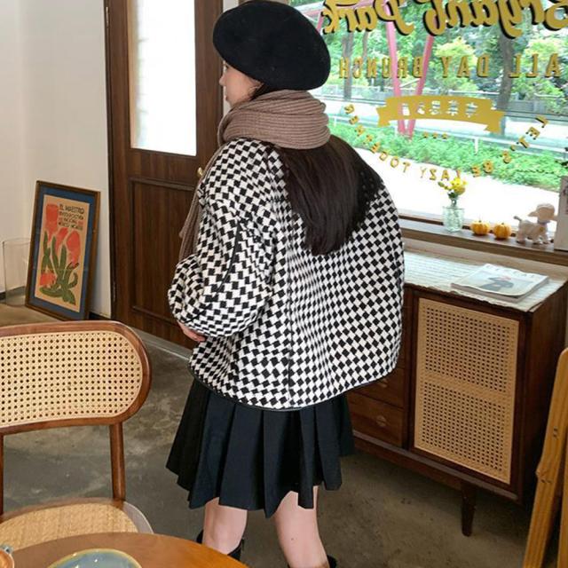 格子柄ジャケット ショート丈アウター 送料無料 即日発送-6