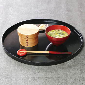 木製わっぱ丸トレイ カシュー黒塗 φ24 日本製 送料無料-1