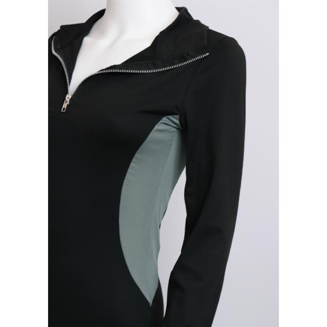 ワンピース ハーフジップ レディース長袖 送料無料 即日発送-4