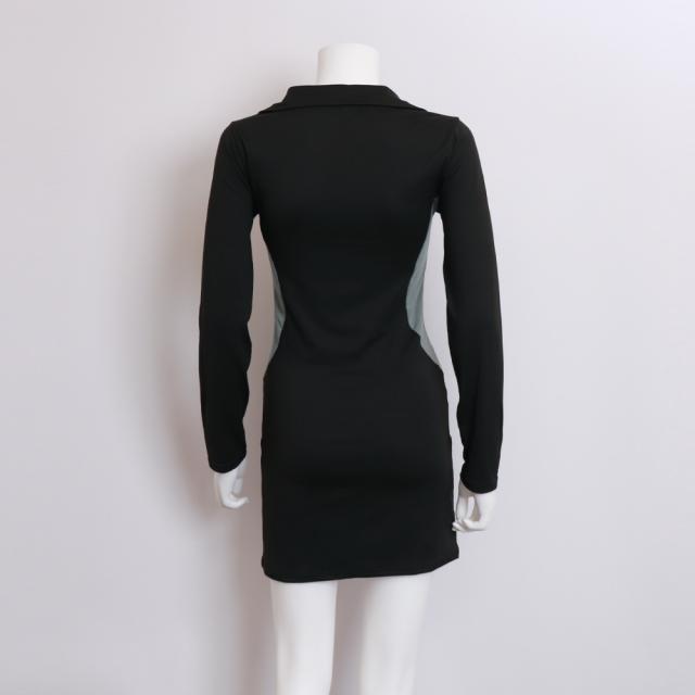 ワンピース ハーフジップ レディース長袖 送料無料 即日発送-8