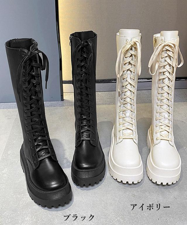 ロングブーツ レディース レースアップ靴 送料無料 即日発送-1