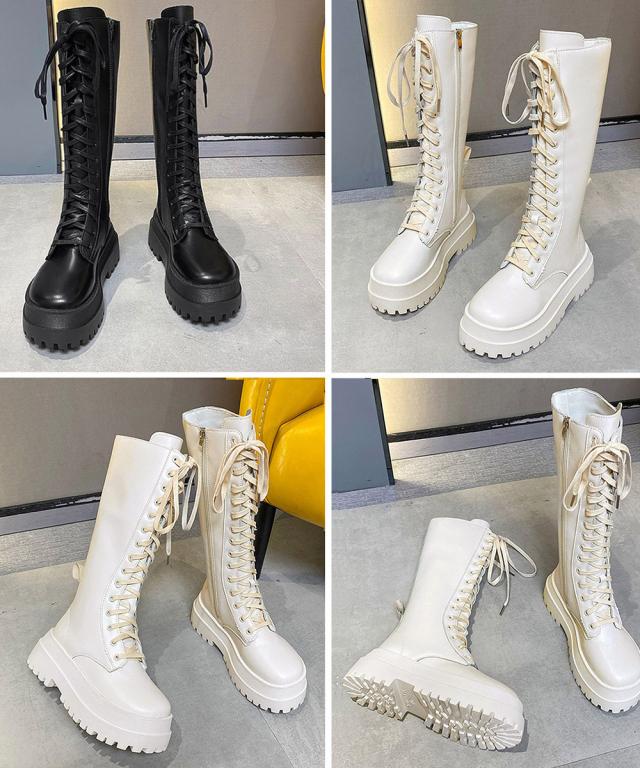 ロングブーツ レディース レースアップ靴 送料無料 即日発送-2