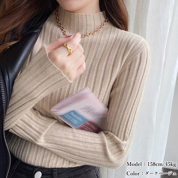 リブニットトップス プチハイネック 送料無料 即日発送-4