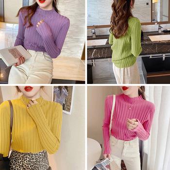 リブニットトップス プチハイネック 送料無料 即日発送-6