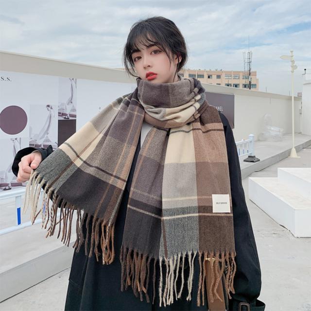 大判マフラー チェック柄 秋冬レディース SK18335067-2030 送料無料 即日発送-6