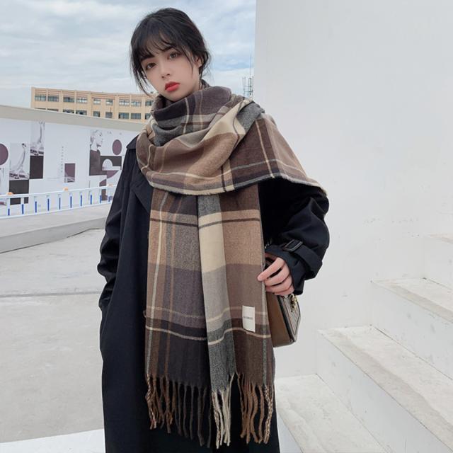 大判マフラー チェック柄 秋冬レディース SK18335067-2030 送料無料 即日発送-7