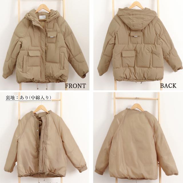 中綿フェイクダウンジャケット フード付き 送料無料 即日発送-2