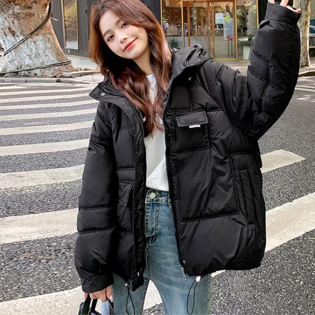 中綿フェイクダウンジャケット フード付き 送料無料 即日発送-4