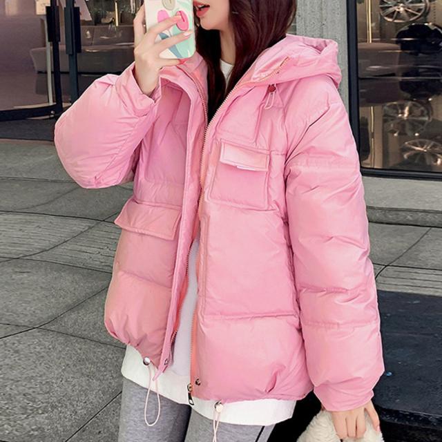 中綿フェイクダウンジャケット フード付き 送料無料 即日発送-5