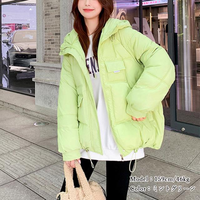 中綿フェイクダウンジャケット フード付き 送料無料 即日発送-6