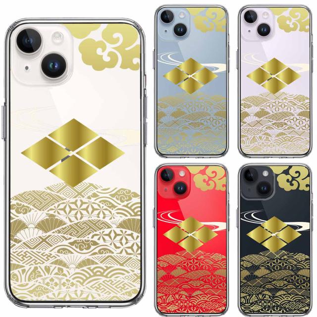 iPhone14Plus ケース クリア武田信玄 武田菱 スマホケース 側面ソフト 背面ハード ハイブリッド 送料無料-1