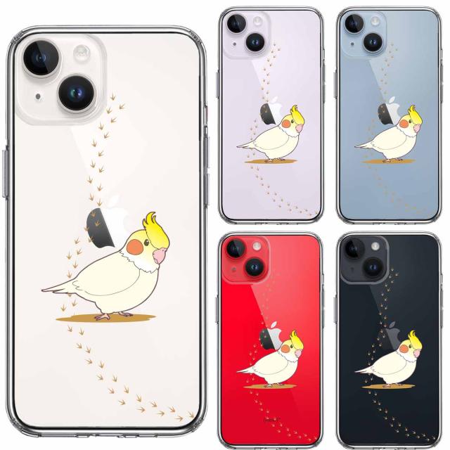 iPhone14Plus ケース クリアインコ 足跡 スマホケース 側面ソフト 背面ハード ハイブリッド 送料無料-1