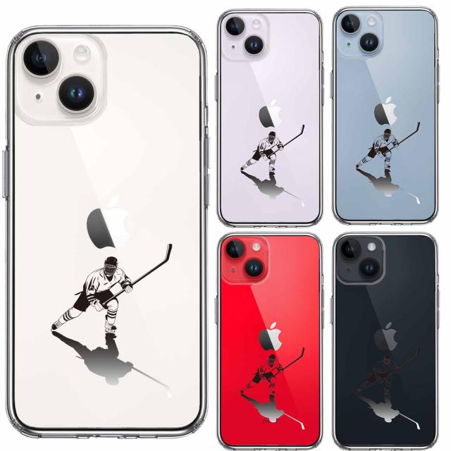 iPhone14Plus ケース クリアアイスホッケー 影付き スマホケース 側面ソフト 背面ハード ハイブリッド 送料無料-1