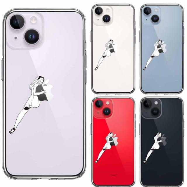 iPhone14Plus ケース クリアセクシーレディー 1 スマホケース 側面ソフト 背面ハード ハイブリッド 送料無料-1
