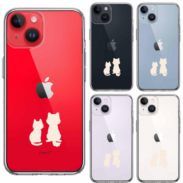 iPhone14Plus ケース クリアわんこ にゃんこ ほっこり お月見 白 スマホケース 側面ソフト 背面ハード ハイブリッド 送料無料-1