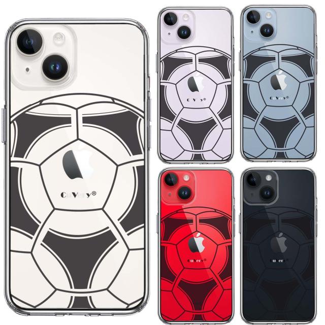 iPhone14Plus ケース クリアサッカーボール I Love Soccer スマホケース 側面ソフト 背面ハード ハイブリッド 送料無料-1
