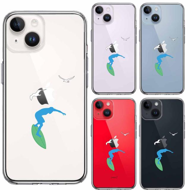 iPhone14Plus ケース クリアサーファー カモメ スマホケース 側面ソフト 背面ハード ハイブリッド 送料無料-1