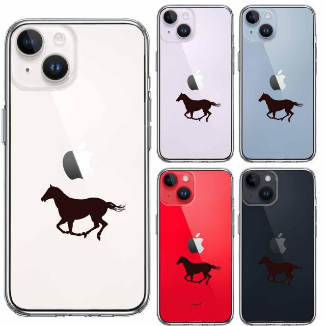 iPhone14Plus ケース クリア馬 サラブレット スマホケース 側面ソフト 背面ハード ハイブリッド 送料無料-1