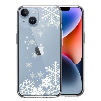 iPhone14Plus ケース クリア雪の結晶 スマホケース 側面ソフト 背面ハード ハイブリッド 送料無料-0