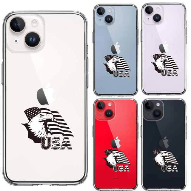 iPhone14Plus ケース クリア白頭鷲 星条旗 スマホケース 側面ソフト 背面ハード ハイブリッド 送料無料-1