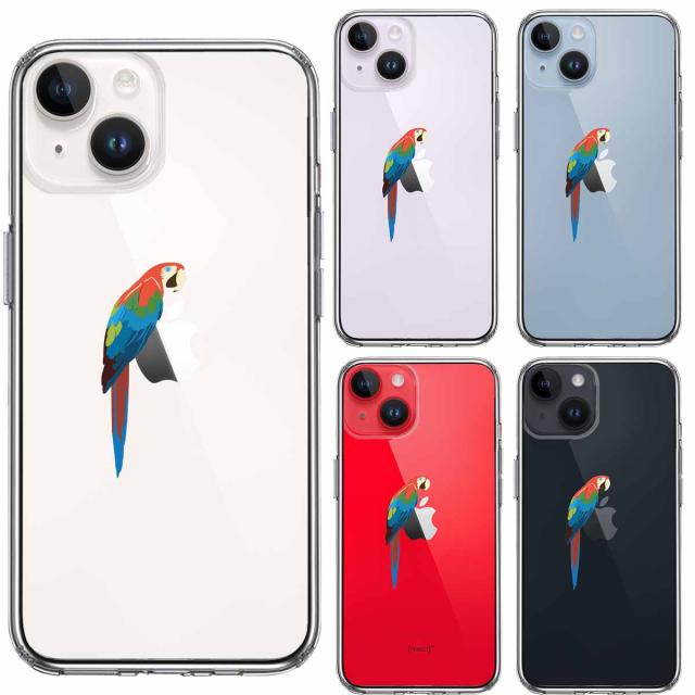 iPhone14Plus ケース クリアアカコンゴウ インコ スマホケース 側面ソフト 背面ハード ハイブリッド 送料無料-1