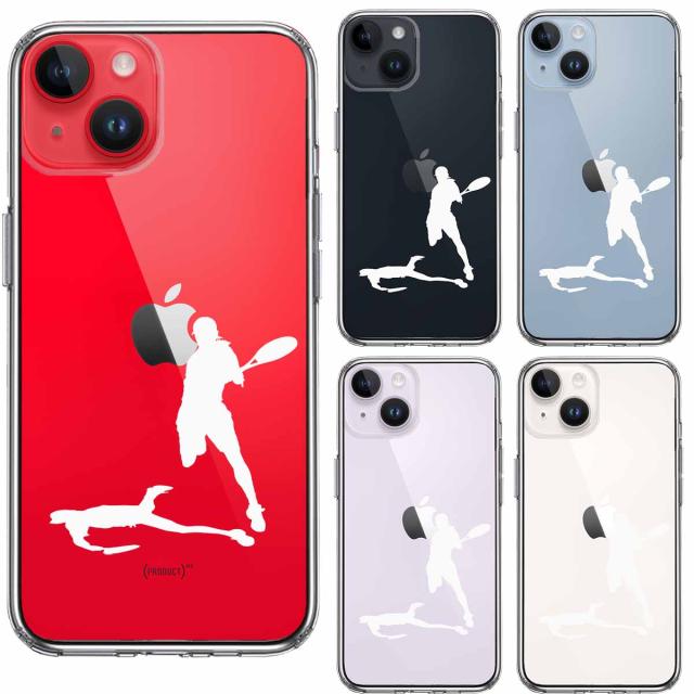 iPhone14Plus ケース クリアテニス スマッシュ ホワイト スマホケース 側面ソフト 背面ハード ハイブリッド 送料無料-1