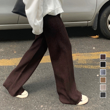 ワイドニットパンツ ロングパンツ 送料無料 即日発送-0