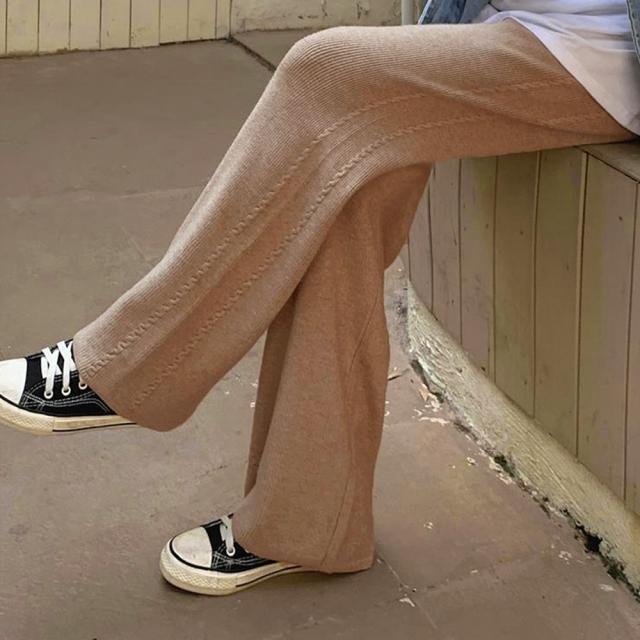 ワイドニットパンツ ロングパンツ 送料無料 即日発送-4