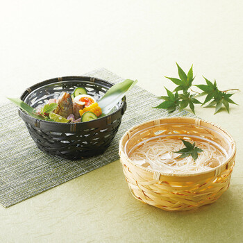 和食器 やたら編み皿アクリルプレート付黒竹 送料無料-1