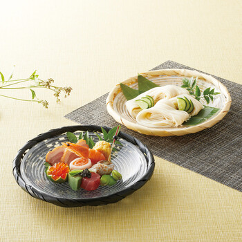 和食器 やたら編み皿アクリルプレート付黒竹 送料無料-2