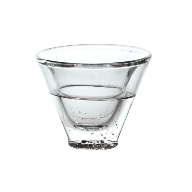 二層硝子 ゆらり盃 銀 金 送料無料-2