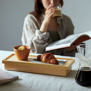 和食器 檜 長手弁当 三ツ仕切 ノンスリップ蓋付 送料無料-3