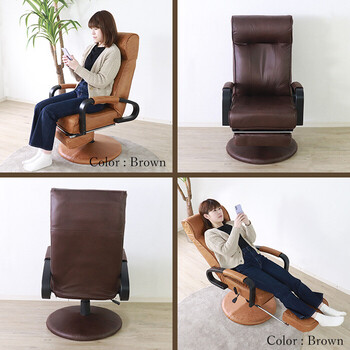 座椅子 新しくなった回転高座椅子 ダークブラウン 送料無料-4