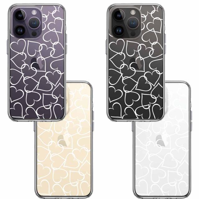 iPhone14Pro ケース クリアハート ホワイト スマホケース 側面ソフト 背面ハード ハイブリッド 送料無料-1