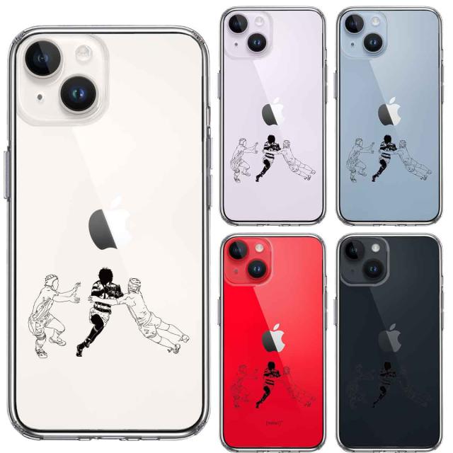 iPhone14Plus ケース クリアラグビー バックス突破 スマホケース 側面ソフト 背面ハード ハイブリッド 送料無料-1