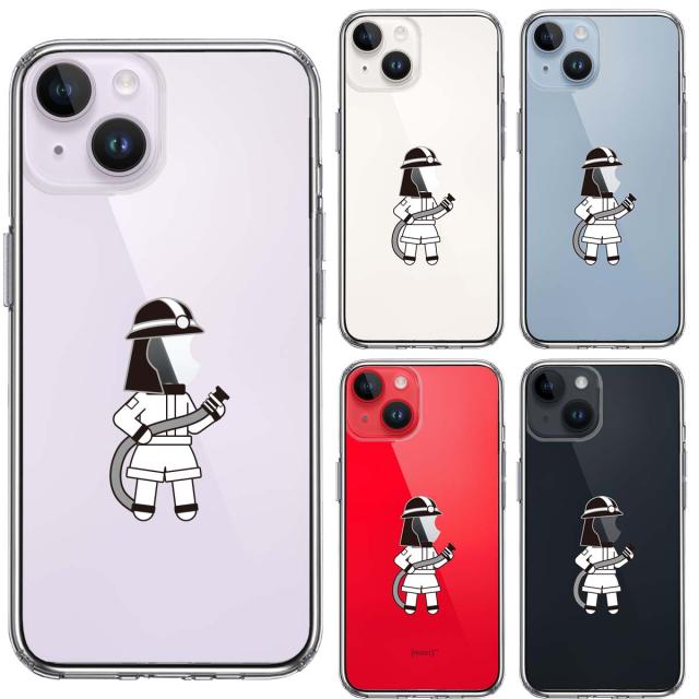 iPhone14Plus ケース クリアお仕事 職業 消防士 スマホケース 側面ソフト 背面ハード ハイブリッド 送料無料-1