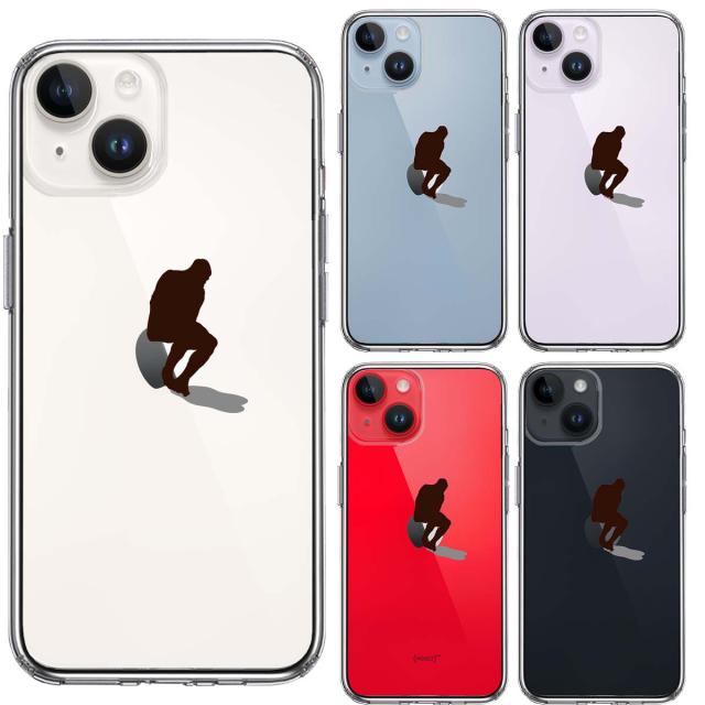 iPhone14Plus ケース クリアりんご で 考える人 スマホケース 側面ソフト 背面ハード ハイブリッド 送料無料-1