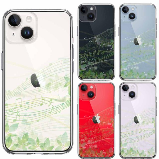 iPhone14 ケース クリア 癒しの森 音符 デザイン スマホケース 側面ソフト 背面ハード ハイブリッド 送料無料-1